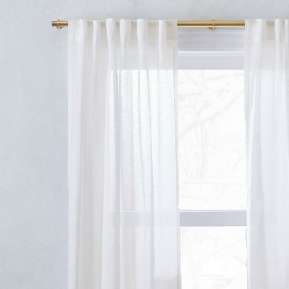 West Elm Belgian Flax Curtains Sheer White